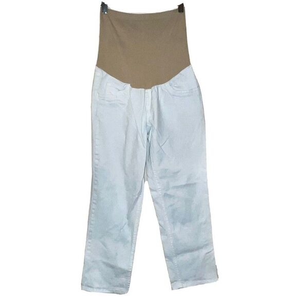 Oh Baby Maternity Jeans Size Medium 8 Secret‎ Fit Belly Cropped White - Picture 1 of 10